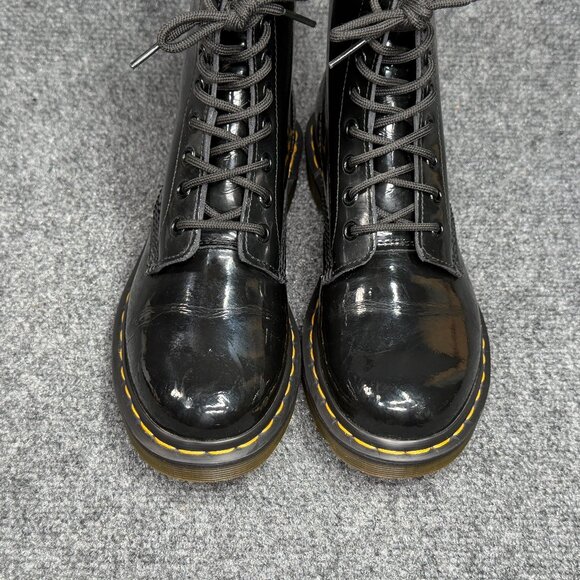 Dr. Martens 1460 Boots Women's Black Patent Leather Lace Up Retro Combat Moto - Picture 4 of 14